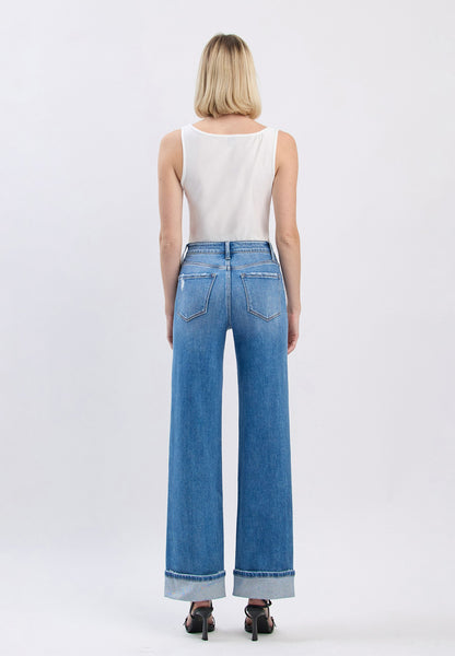 Flying Monkey™ High Rise Cuffed Hem Wide Leg Jean