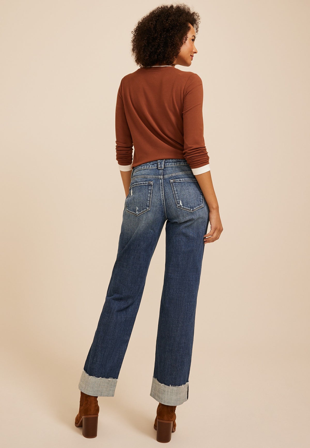 KanCan™ Mid Rise Ripped Cuffed Relaxed Straight Jeans