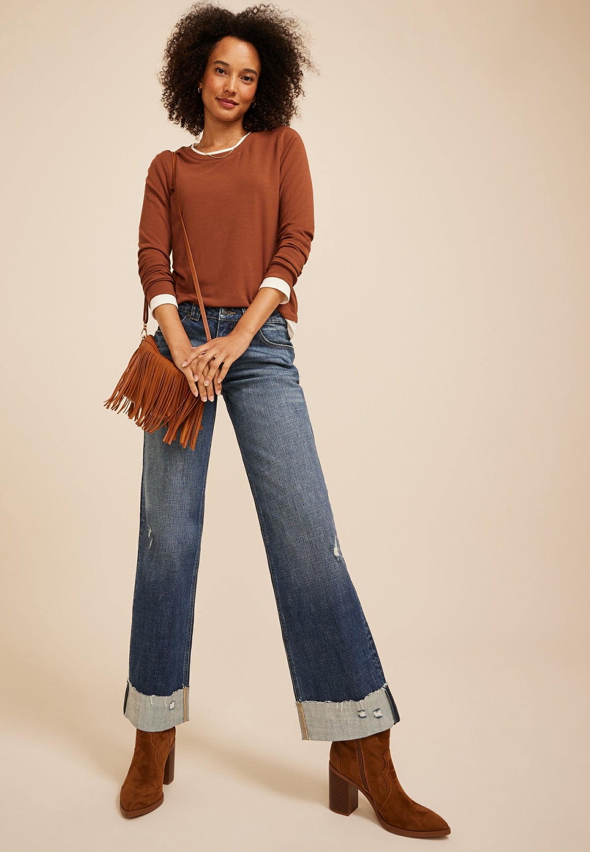 KanCan™ Mid Rise Ripped Cuffed Relaxed Straight Jeans