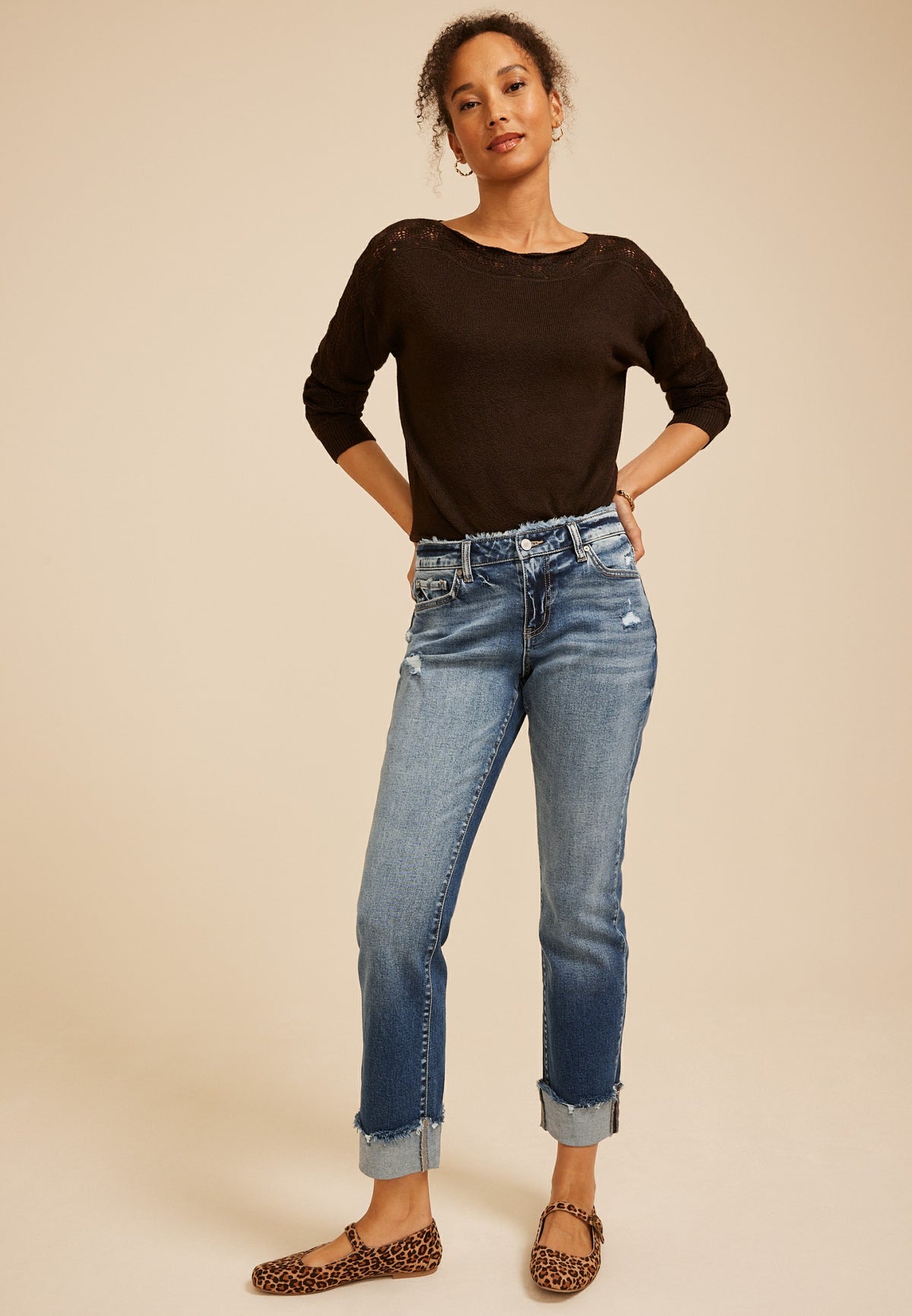 KanCan™ Mid Rise Fray Waist Straight Jeans