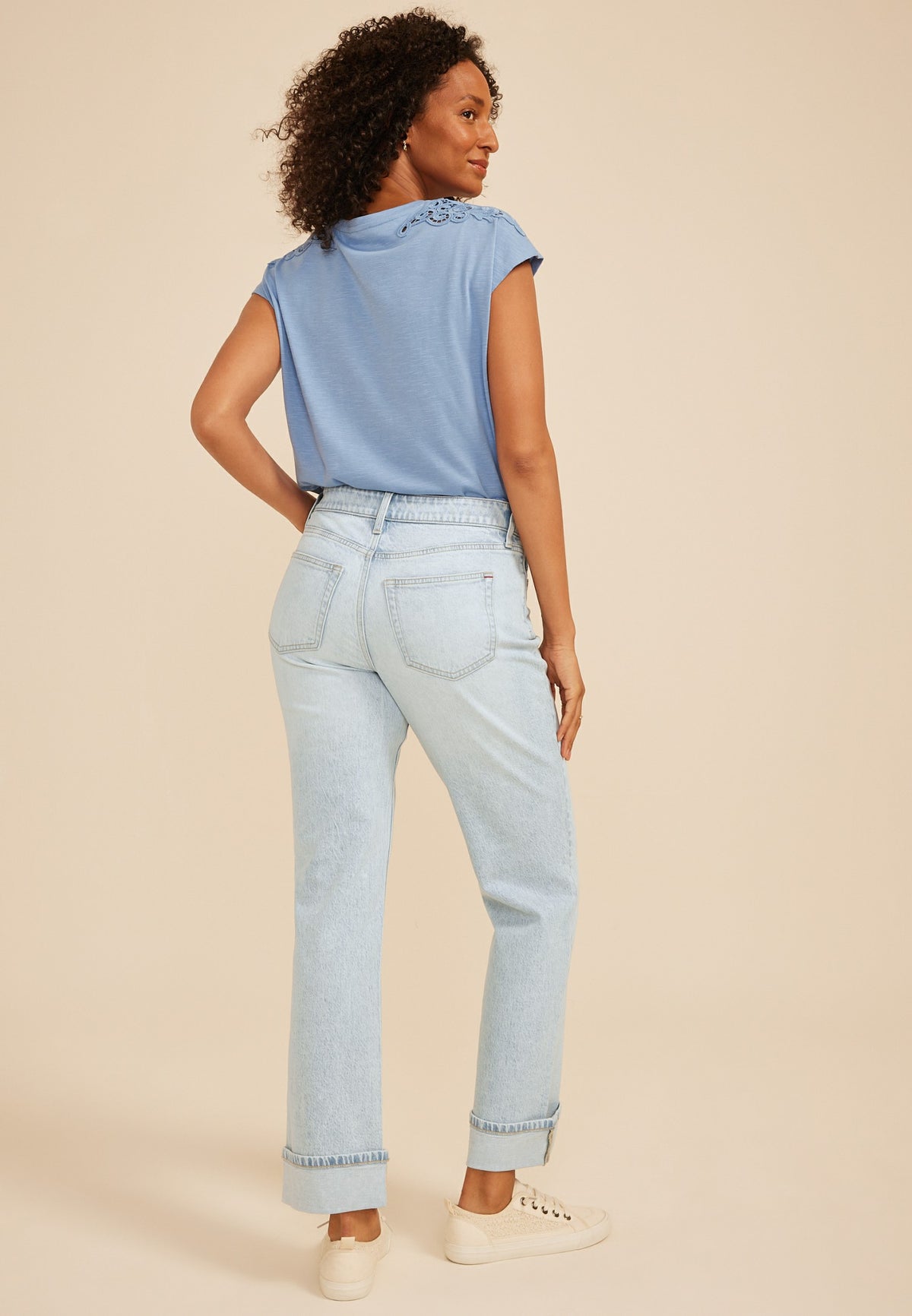 edgely™ High Rise Cuff Hem Relaxed Straight Leg Jean