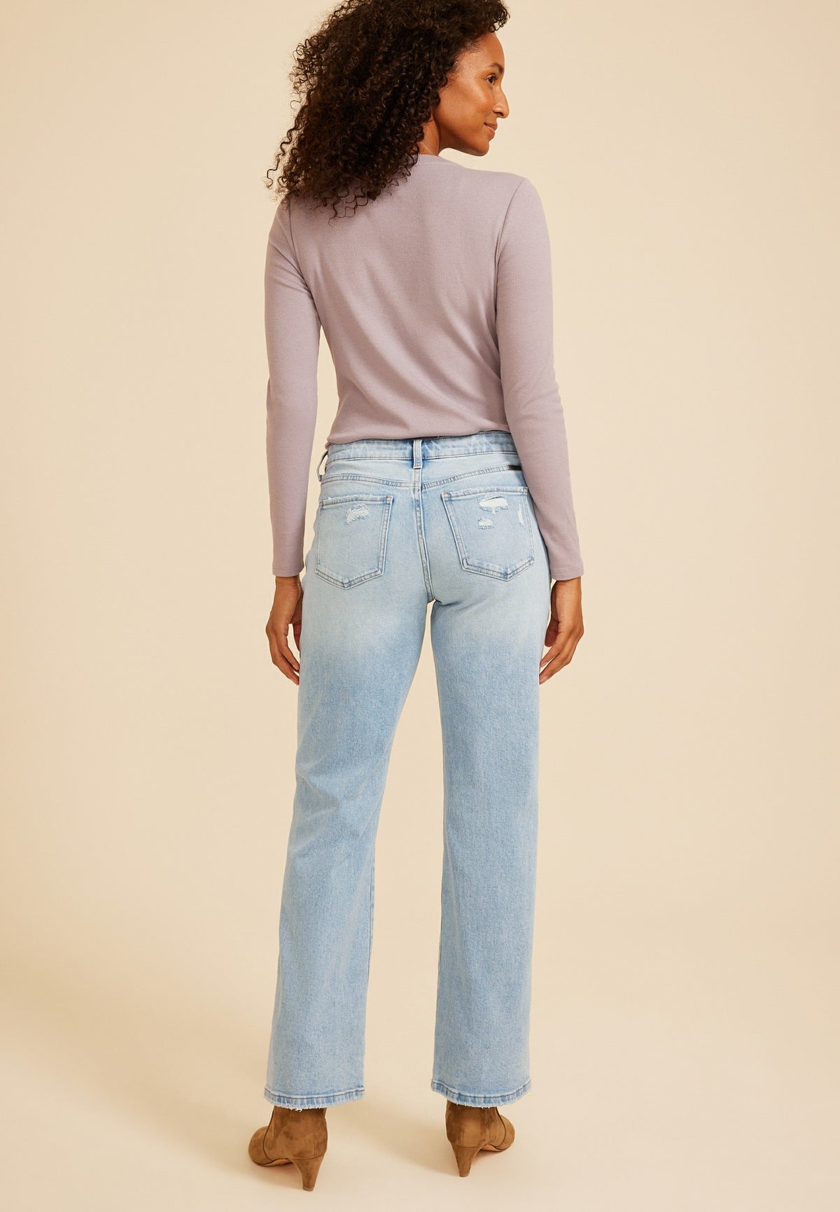 KanCan™ High Rise Open Ripped Relaxed Straight Jean