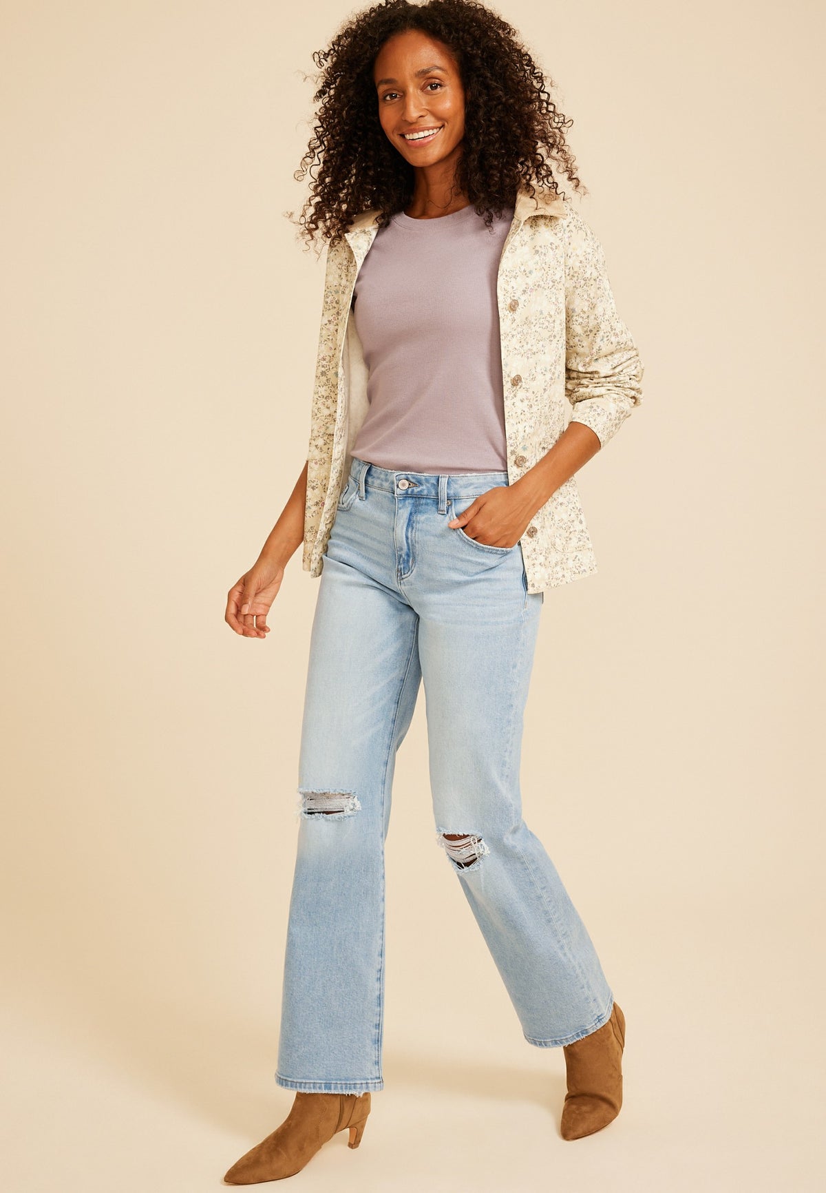 KanCan™ High Rise Open Ripped Relaxed Straight Jean