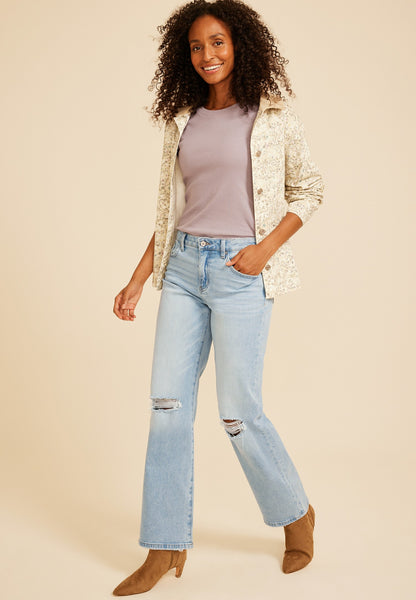 KanCan™ High Rise Open Ripped Relaxed Straight Jean