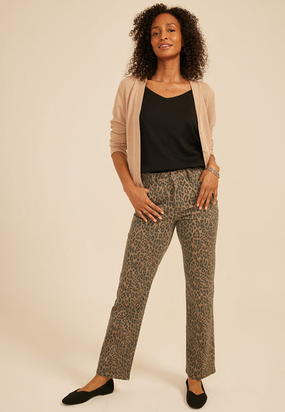 m jeans by maurices™ High Rise Leopard Relaxed Straight Jean
