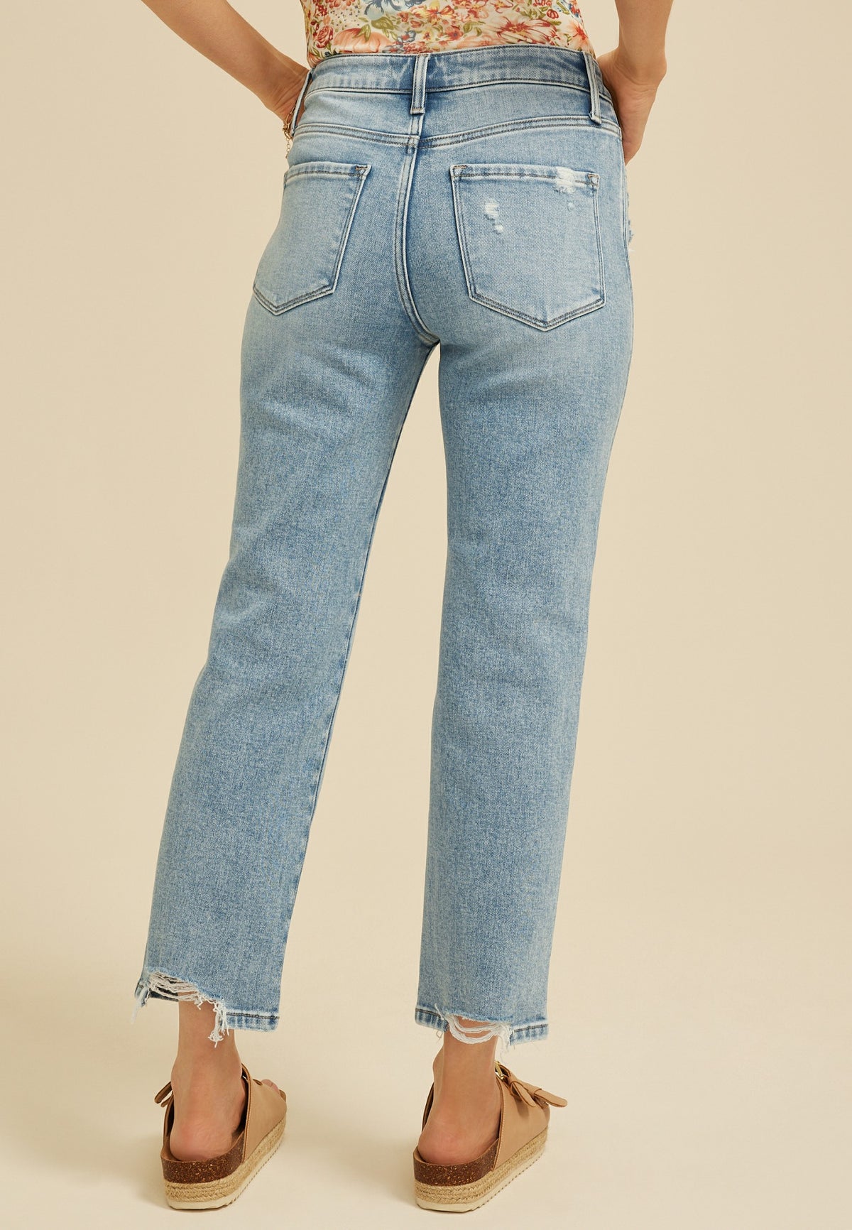 Flying Monkey™ High Rise Ripped Hem Ankle Straight Jean