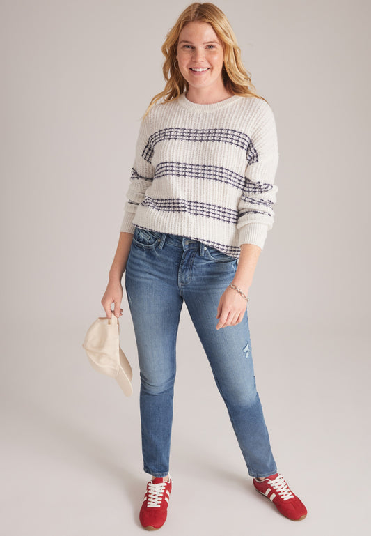 Silver Jeans Co.® Avery Curvy High Rise Ripped Straight Jean