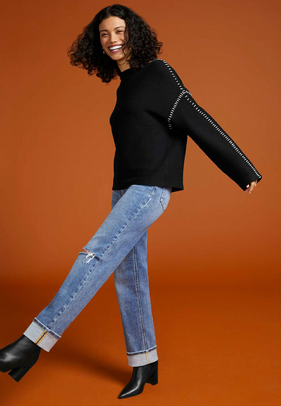 edgely™ High Rise Cuffed Hem Relaxed Straight Jean