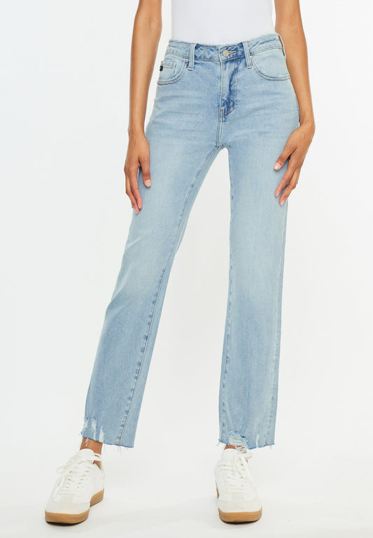 KanCan™ High Rise Ripped Hem Straight Jean