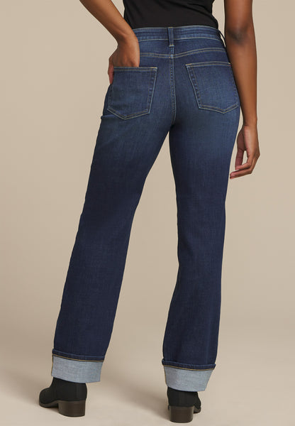 edgely™ High Rise Cuff Hem Relaxed Straight Leg Jean