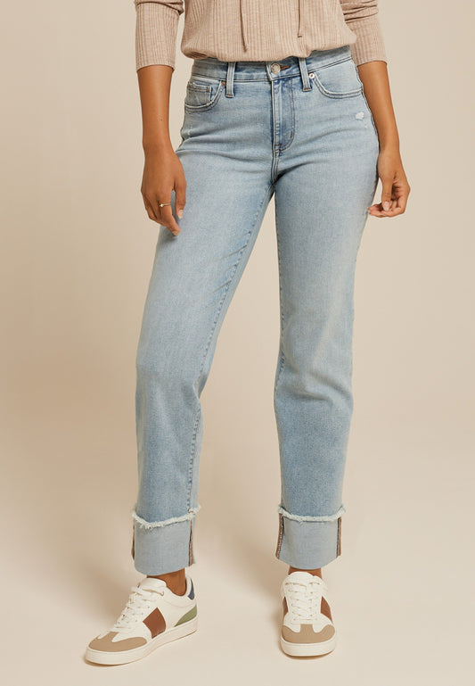 m jeans by maurices™ High Rise Relaxed Straight Frayed Hem Ankle Jean