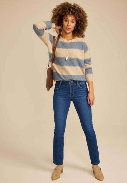 Everflex™ High Rise Stacked Waist Slim Straight Ankle Jean