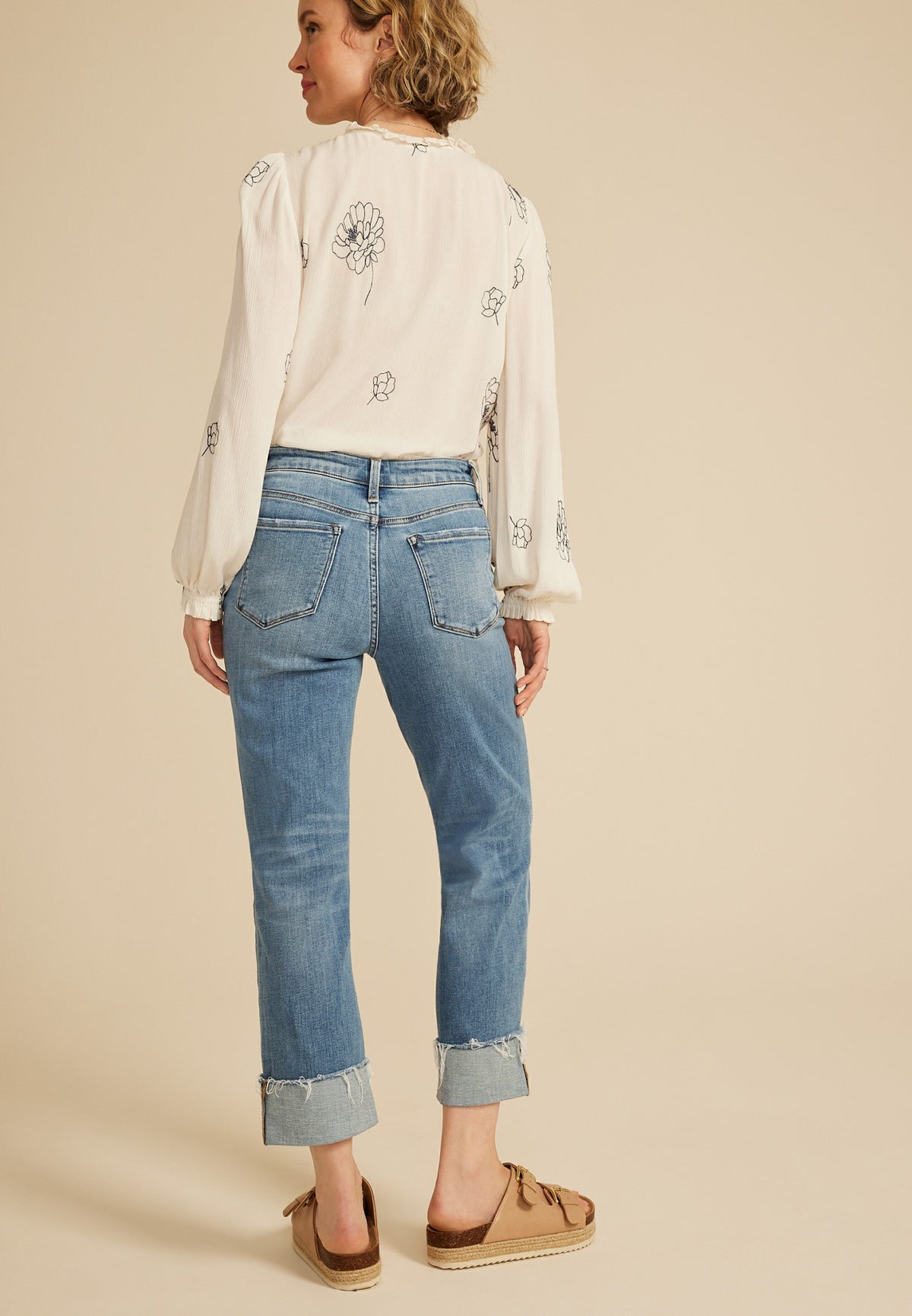 Flying Monkey™ High Rise Frayed Cuff Hem Ankle Straight