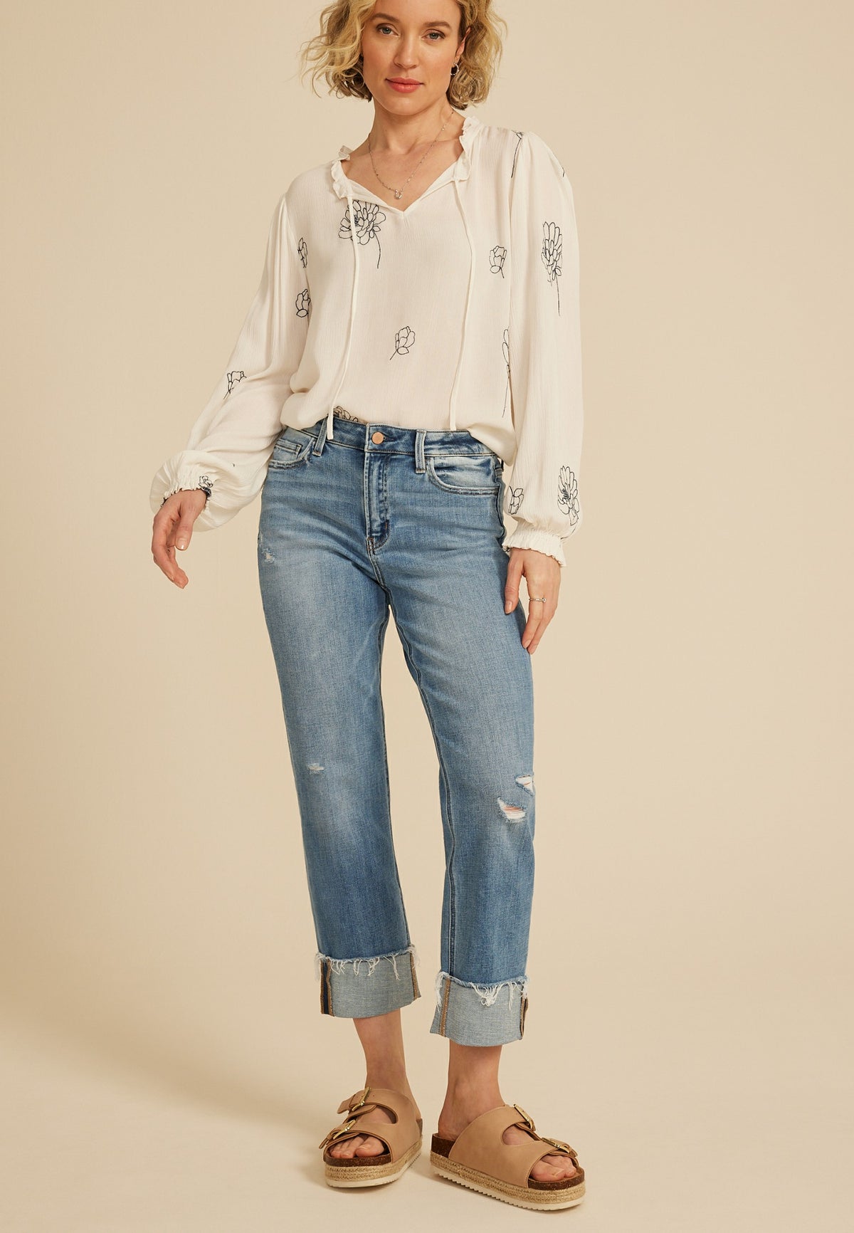 Flying Monkey™ High Rise Frayed Cuff Hem Ankle Straight