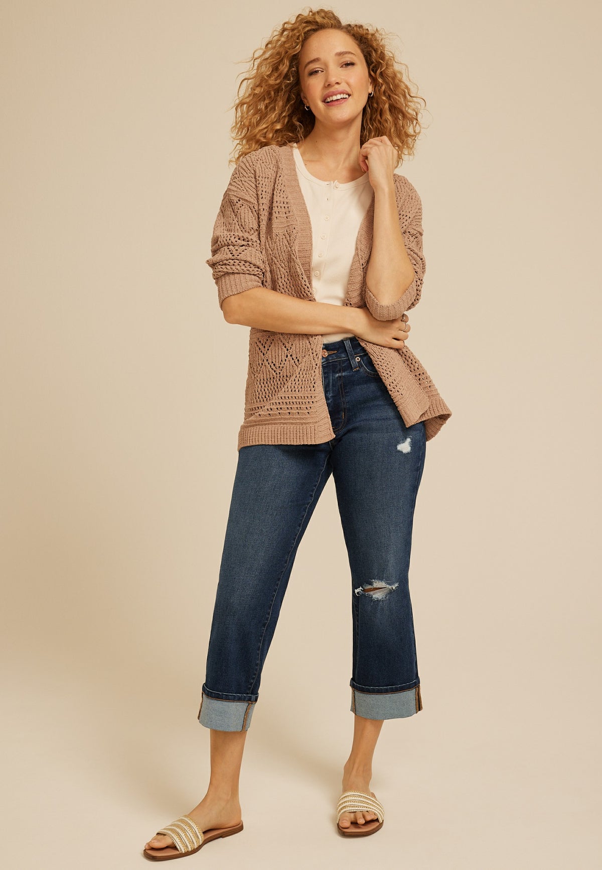 m jeans by maurices™ Dark High Rise Relaxed Straight Cropped Jean