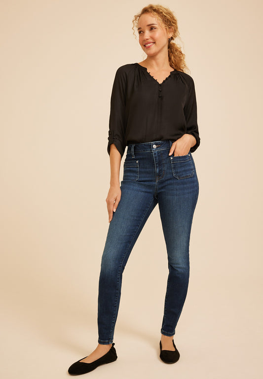 m jeans by maurices™ High Rise Super Dark Rhinestone Pocket Jeggings