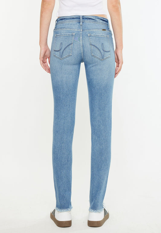 KanCan™ Mid Rise Open Ripped Frayed Hem Skinny Jean