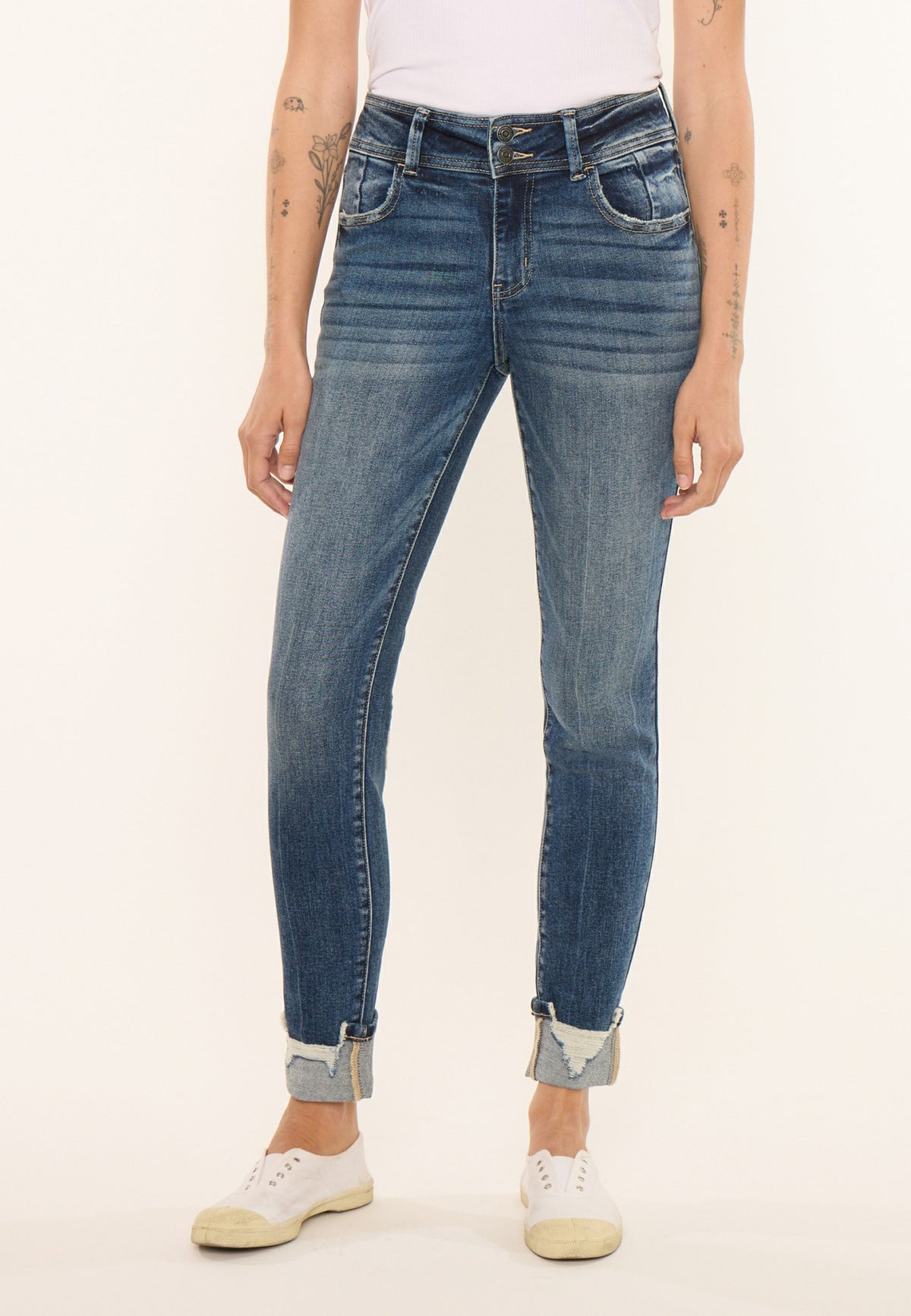 KanCan™ High Rise Destructed Cuff Skinny Jean