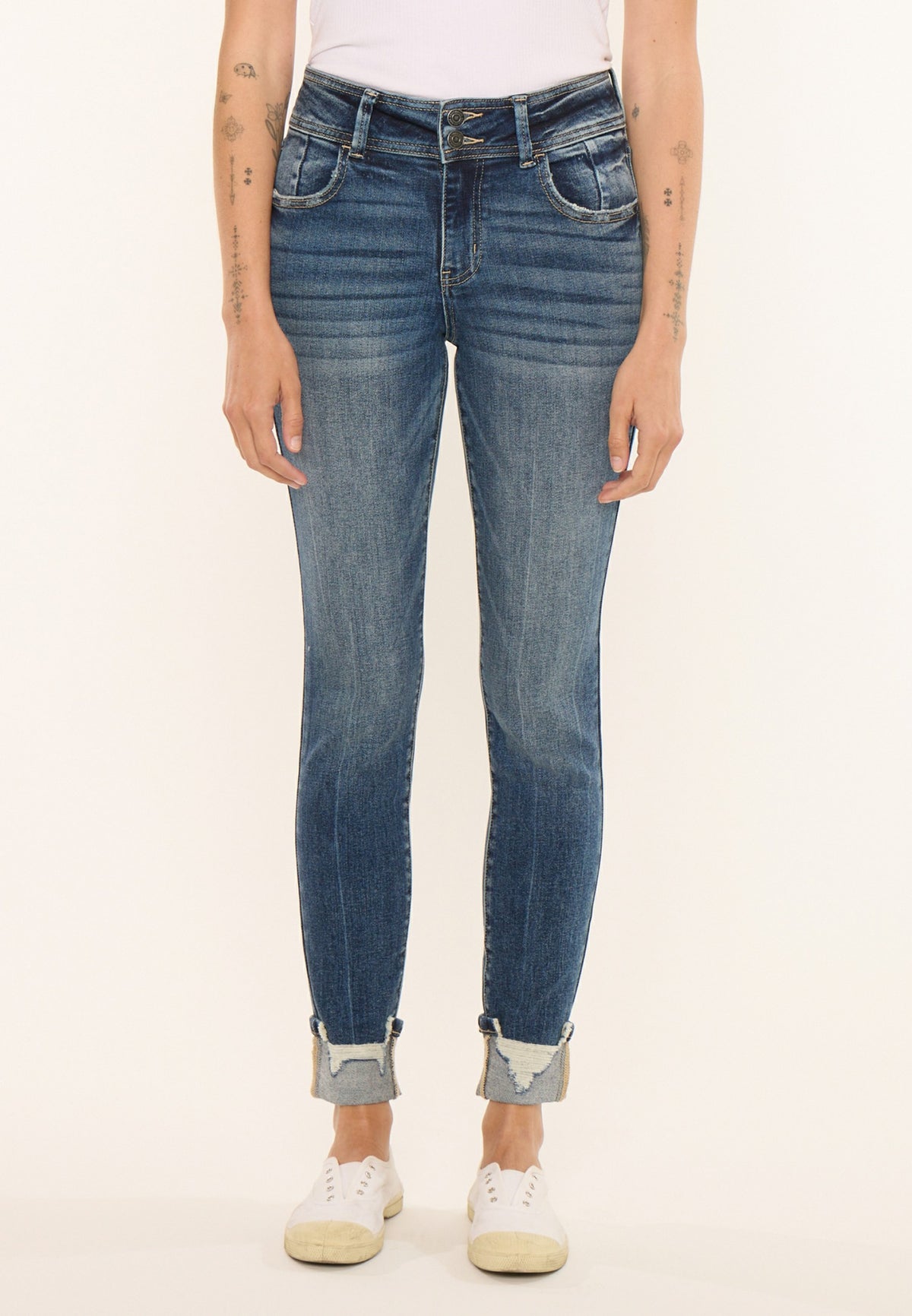 KanCan™ High Rise Destructed Cuff Skinny Jean