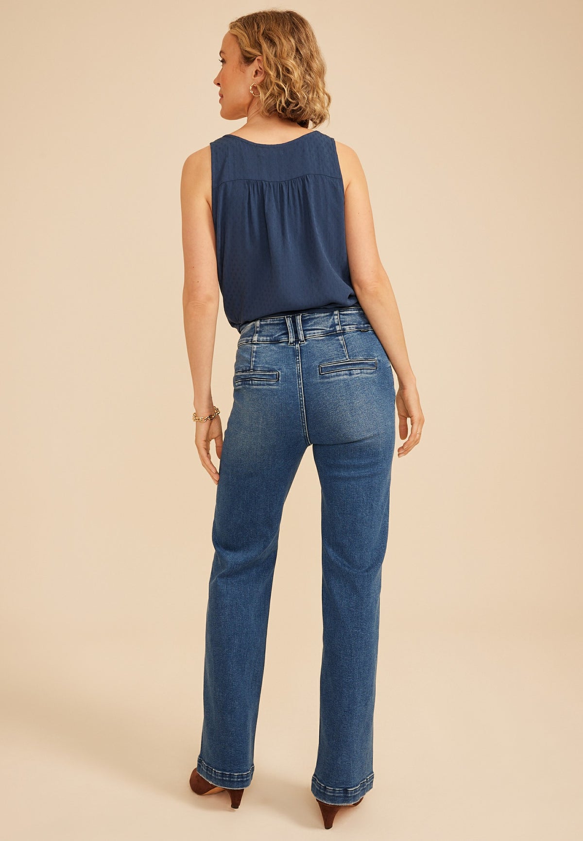 Risen Jeans® High Rise Tummy Control Panel Double Button Trouser Bootcut Jean
