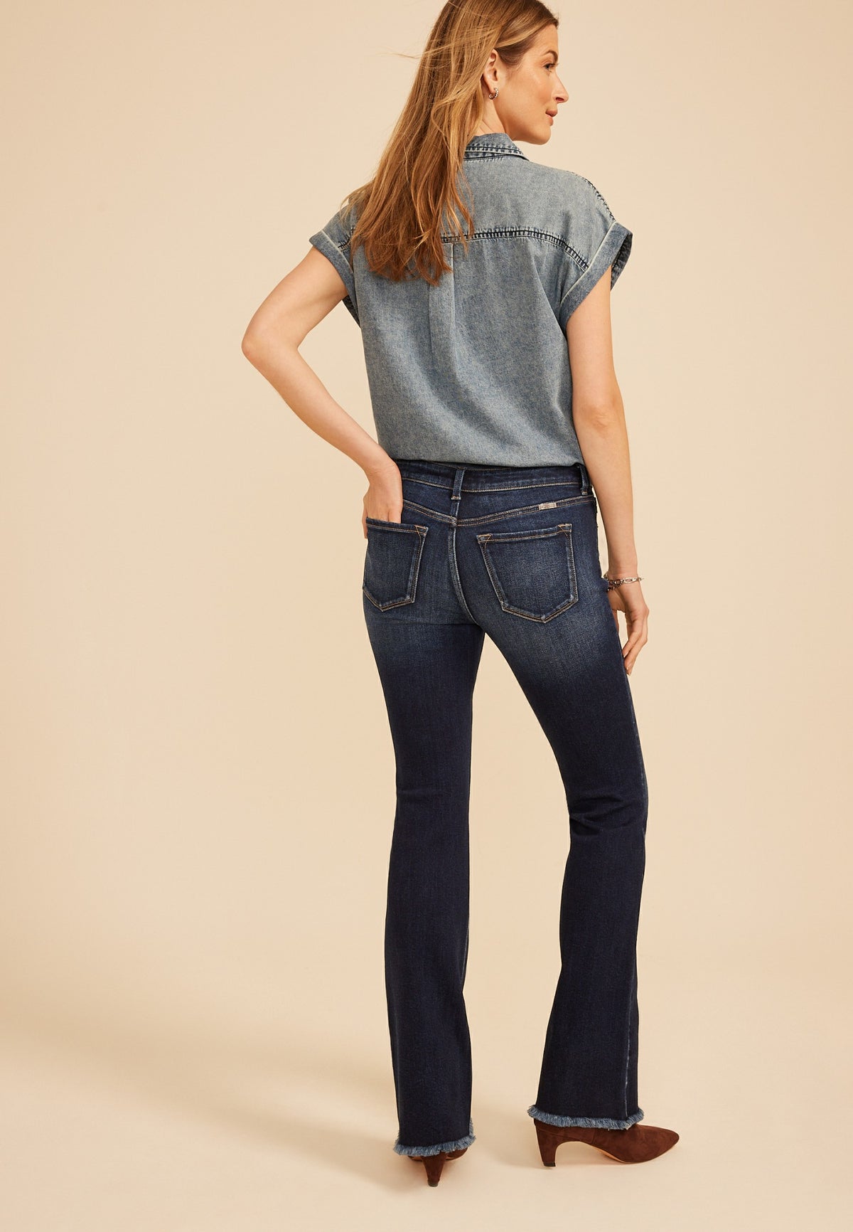 KanCan™ Low Rise Fray Hem Bootcut Jean