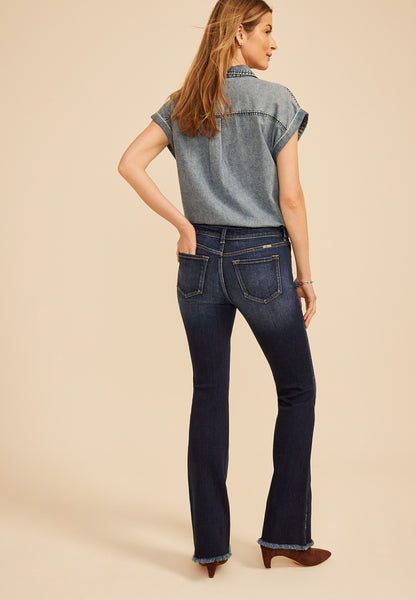 KanCan™ Low Rise Fray Hem Bootcut Jean