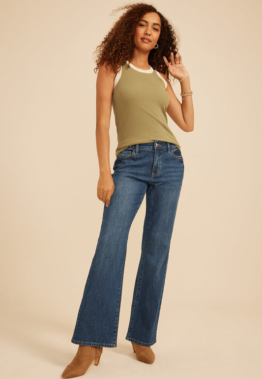 Mid Rise Baggy Bootcut Jean