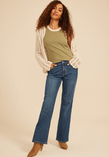 Mid Rise Baggy Bootcut Jean