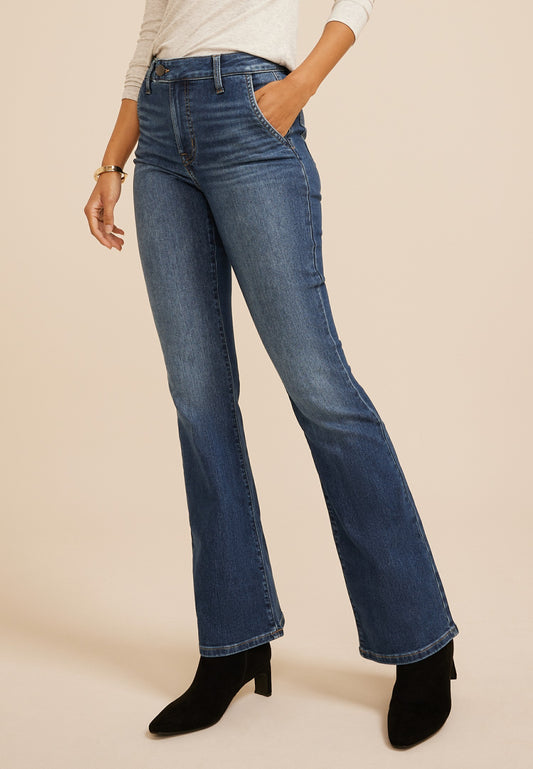 Everflex™ High Rise Extended Tab Waist Flare Jeans