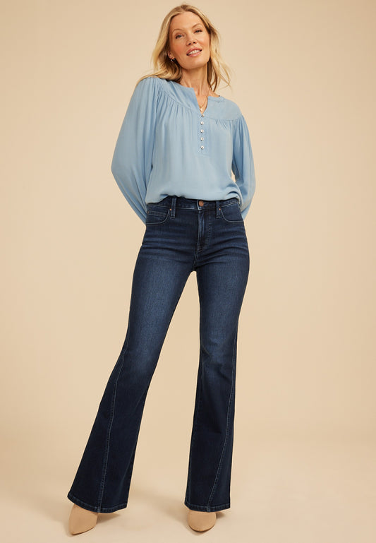 Everflex™ High Rise Twisted Seam Flare Jean