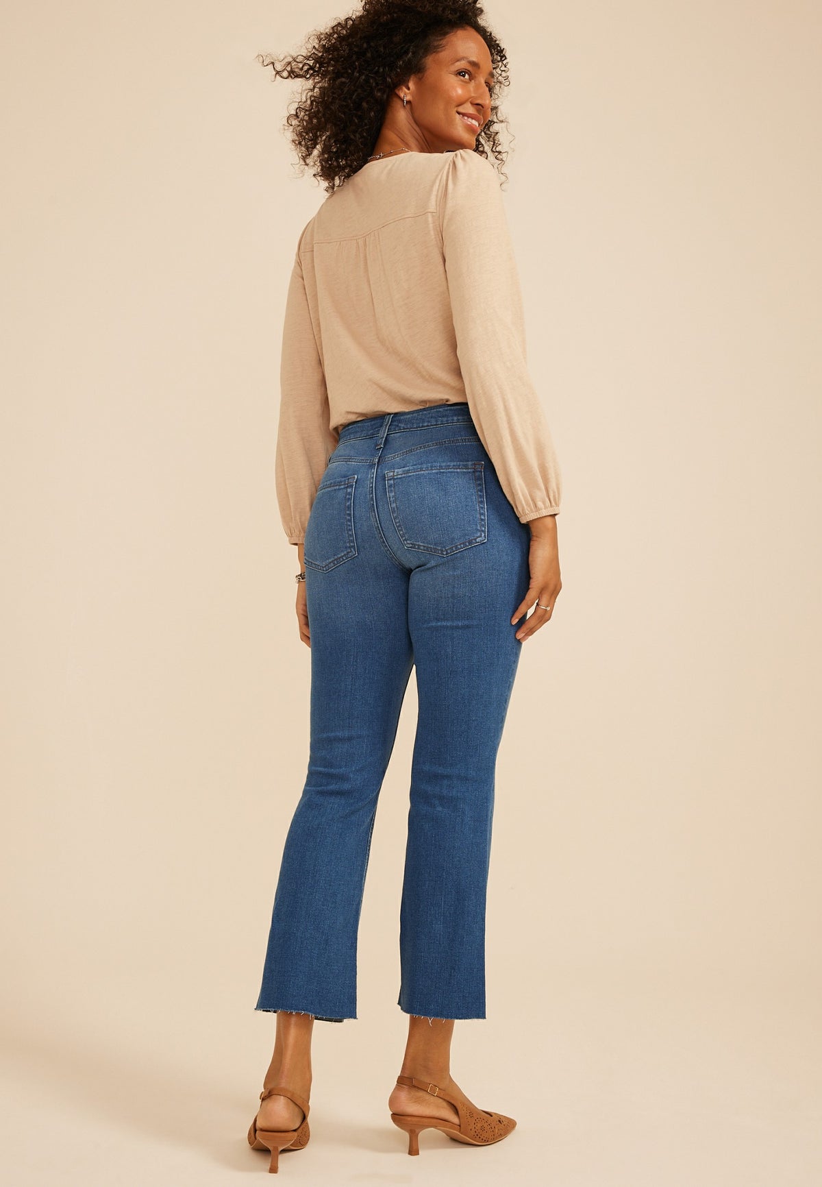 m jeans by maurices™ High Rise Patch Pocket Crop Kick Flare Jean