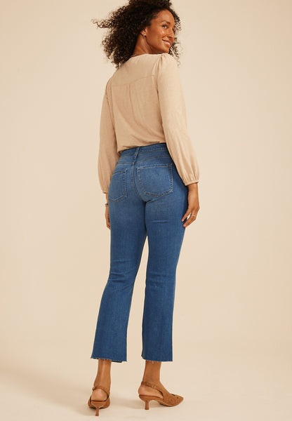 m jeans by maurices™ High Rise Patch Pocket Crop Kick Flare Jean