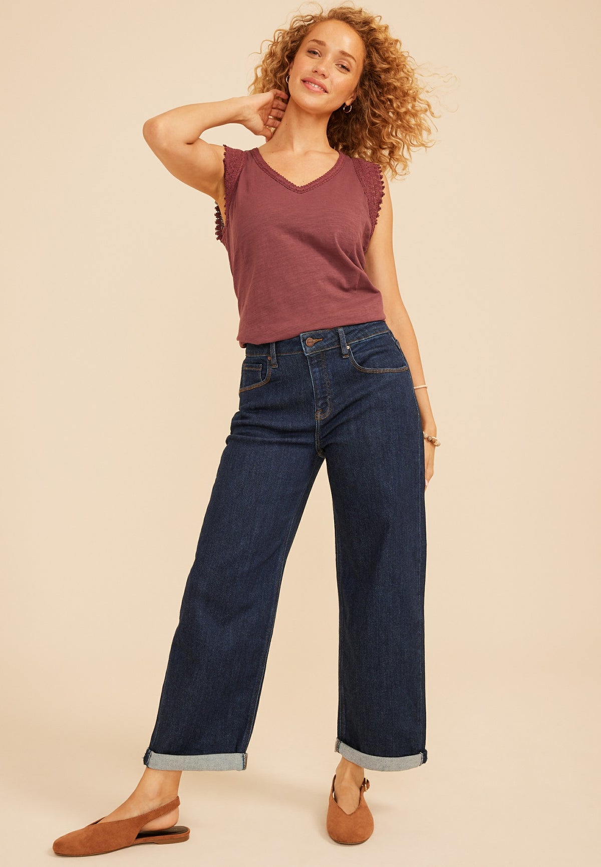 Risen Jeans® High Rise Rolled Hem Slouchy Boyfriend Ankle Jean