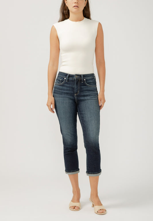 Silver Jeans Co.®  Avery Curvy High Rise Cuffed Hem Capri