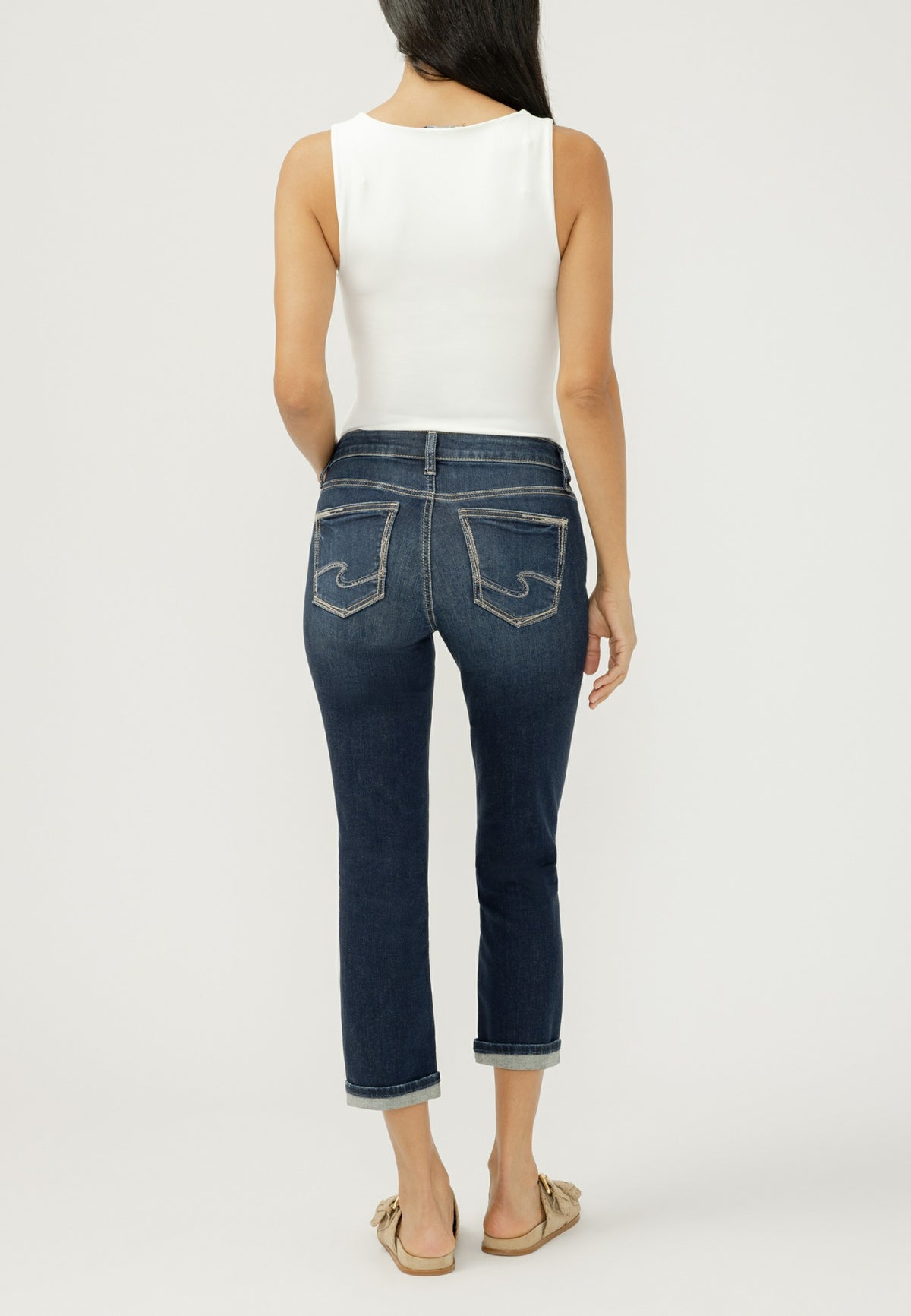 Silver Jeans Co.® Suki Curvy Mid Rise Cuffed Hem Cropped Jean