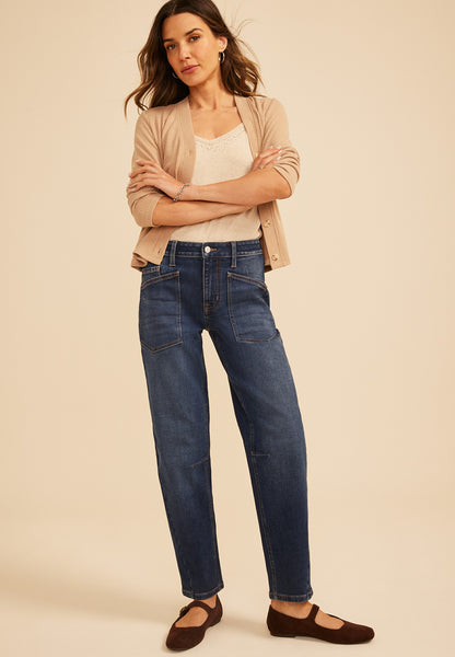 High Rise Utility Barrel Jean