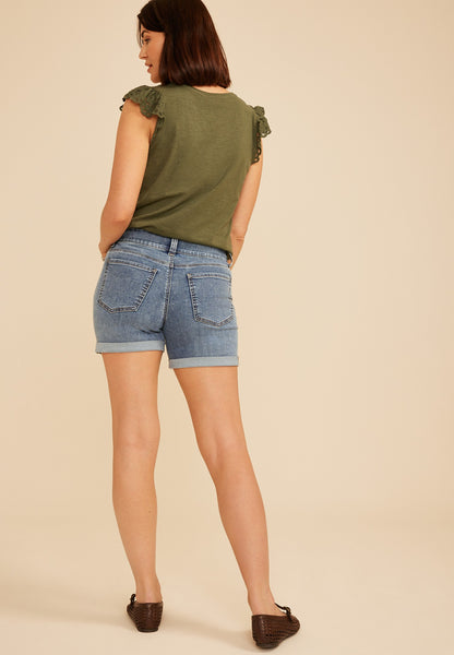 m jeans by maurices™ Classic High Rise Double Button Rolled Hem 5in Short