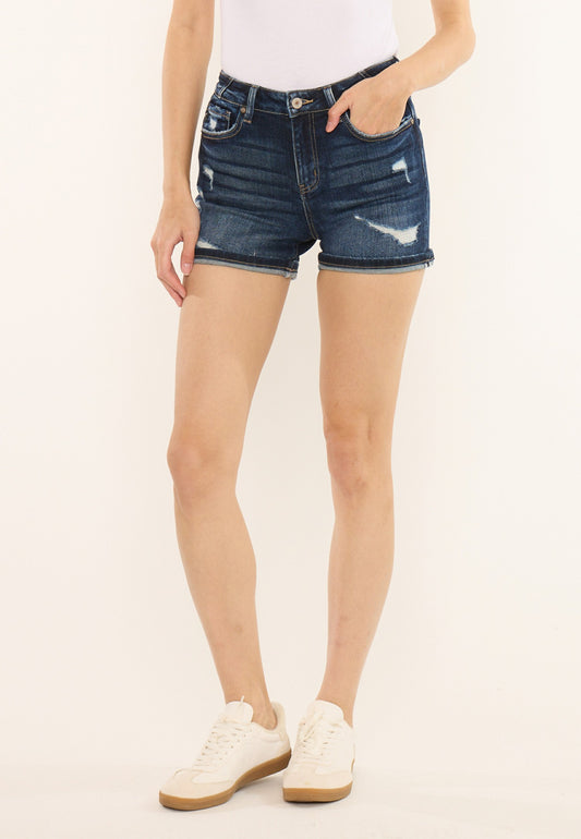 KanCan™ High Rise Open Ripped Cuffed Hem 4in Short