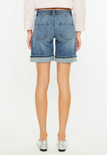 KanCan™ Mid Rise Patch Pocket Cuffed Hem 8in Bermuda Short