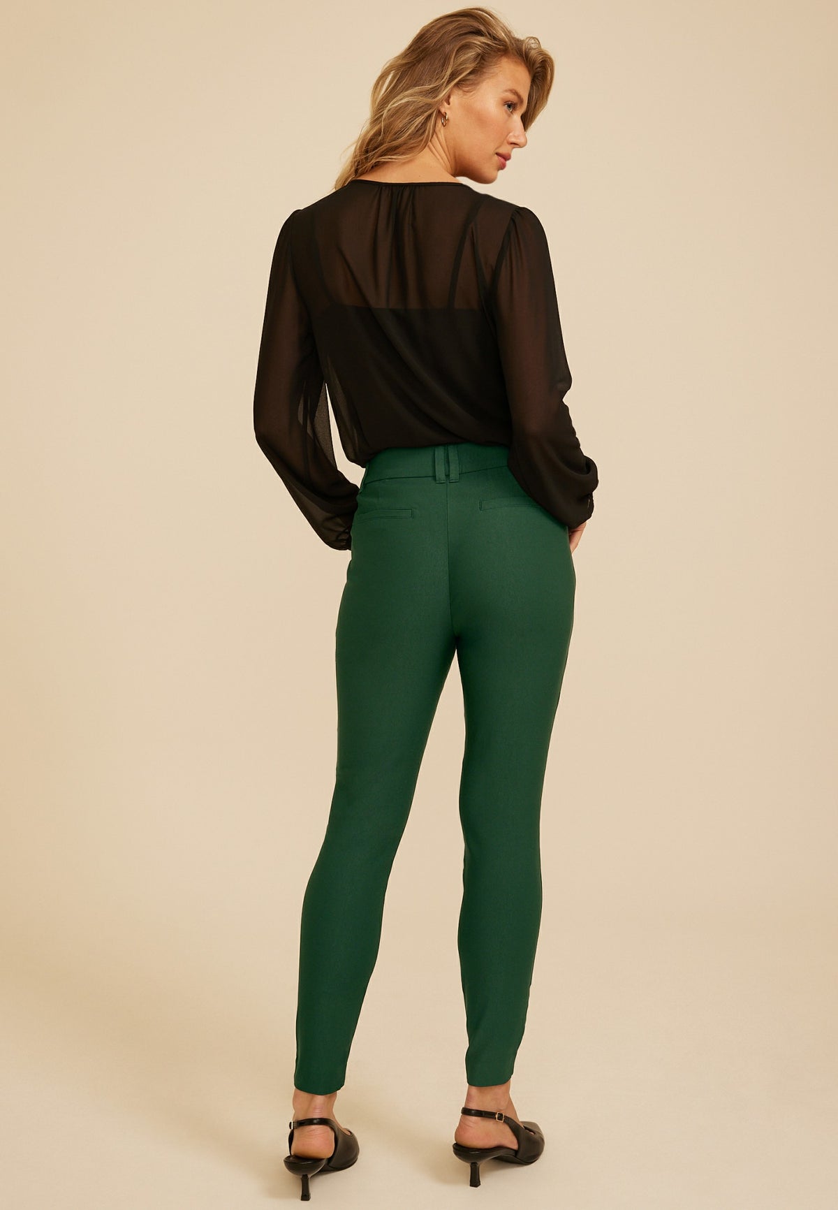 High Rise Bengaline Sateen Skinny Pants