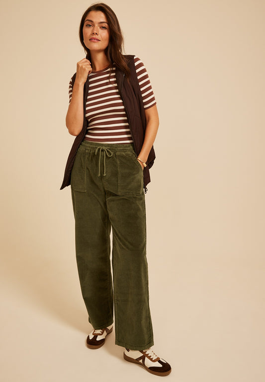 Stretch Corduroy Pull On Wide Leg Pant