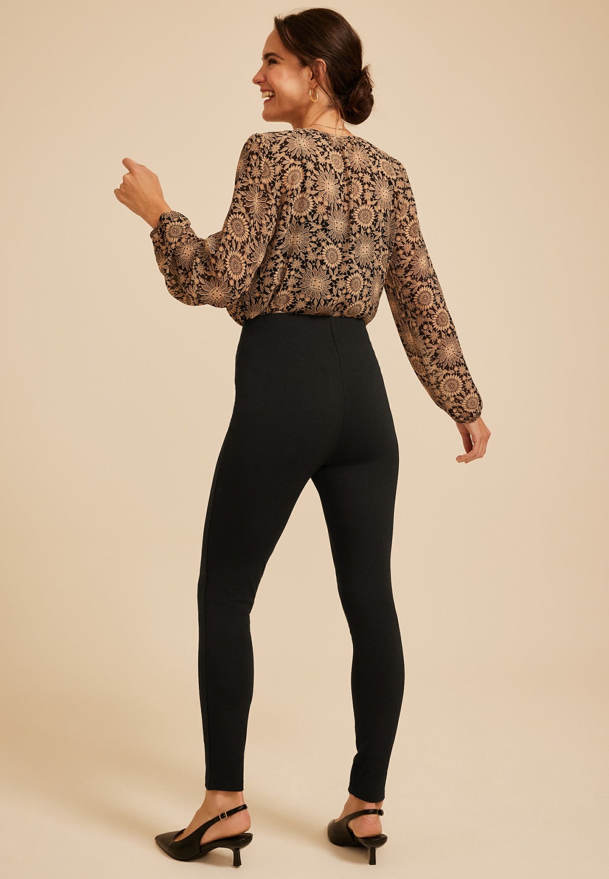 High Rise Pull On Ponte Skinny Pant