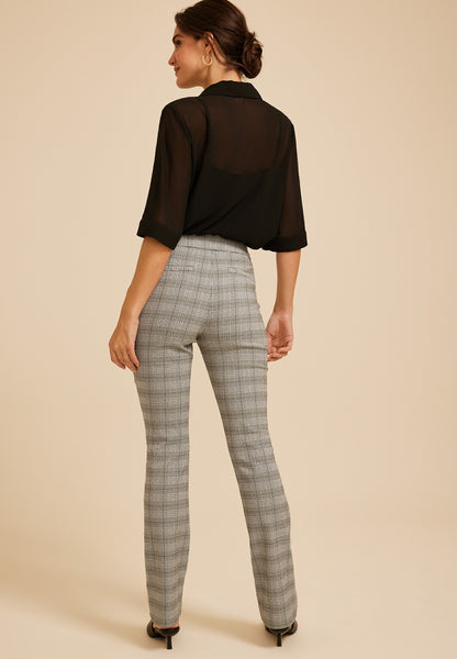 Plaid High Rise Tab Pocket Bengaline Bootcut Pant