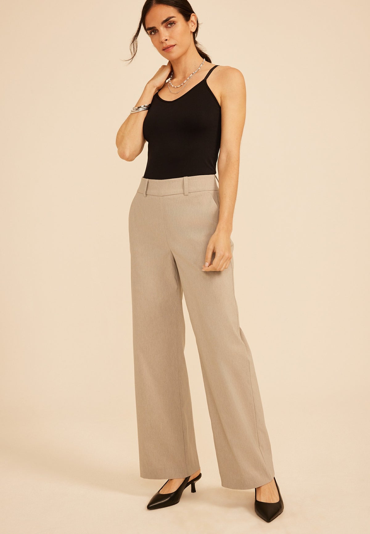 High Rise Bengaline Wide Leg Pant