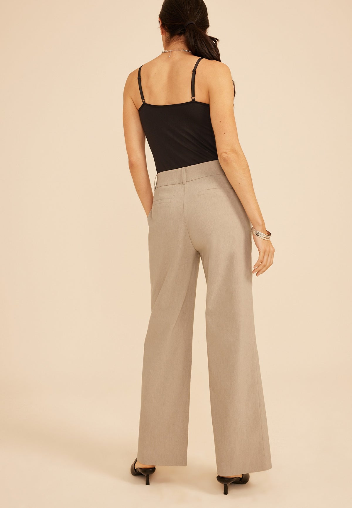 High Rise Bengaline Wide Leg Pant