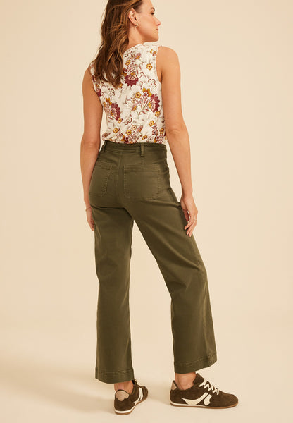 High Rise Seamed Wide Leg Pant