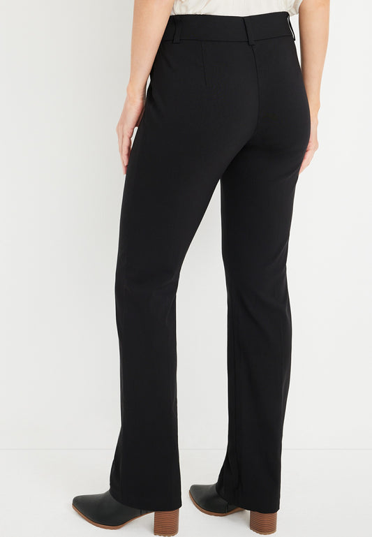 Black Bengaline Mid Rise Bootcut Pant