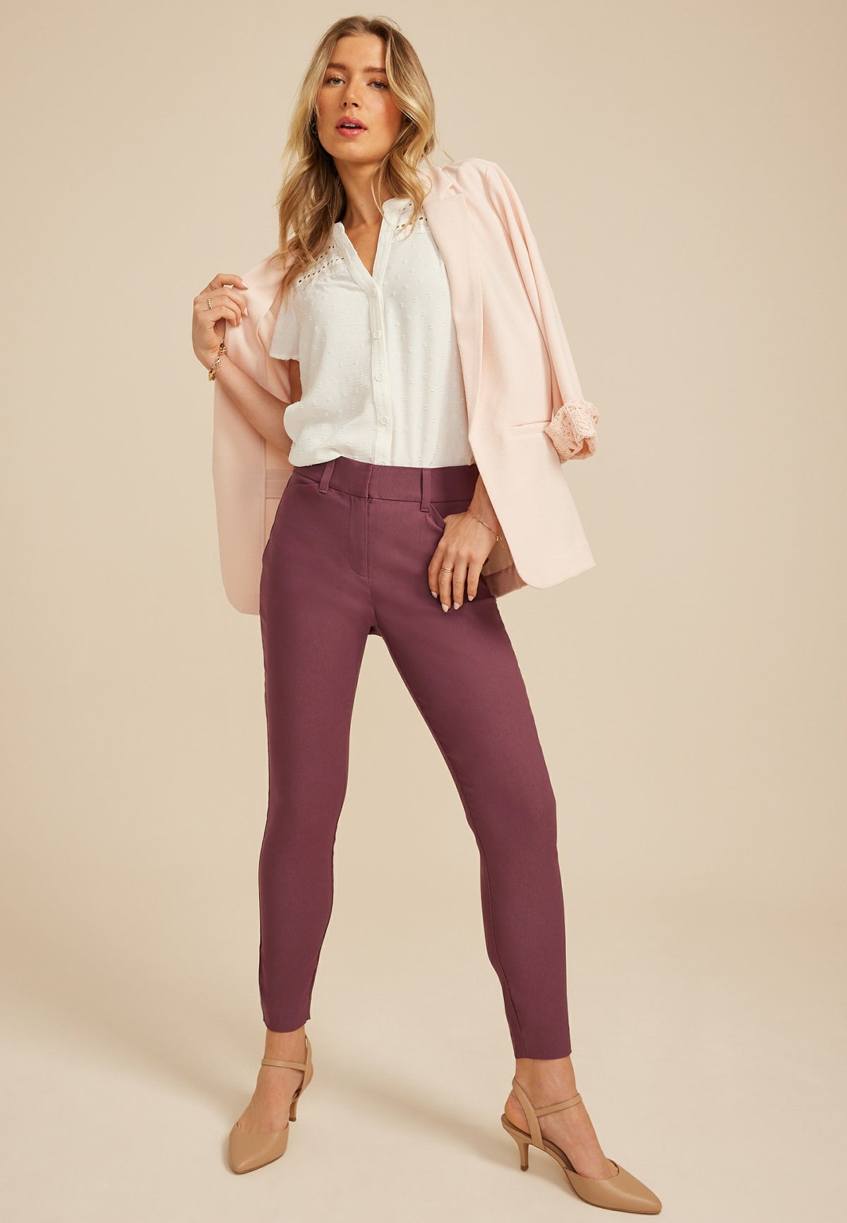 Sateen Bengaline Constructed Waist High Rise Skinny Pant