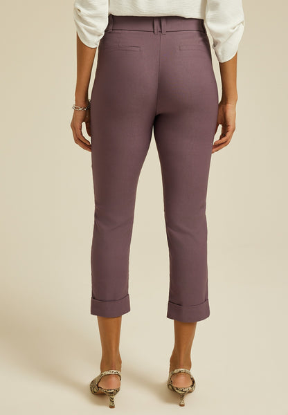 Bengaline High Rise Cuff Straight Cropped Pant