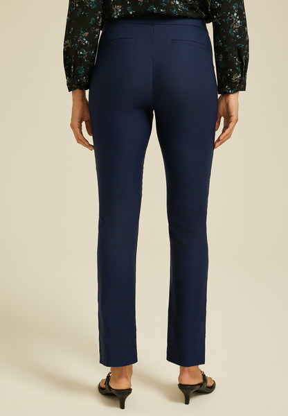 Bengaline High Rise Sateen Tab Pocket Slim Straight Pant